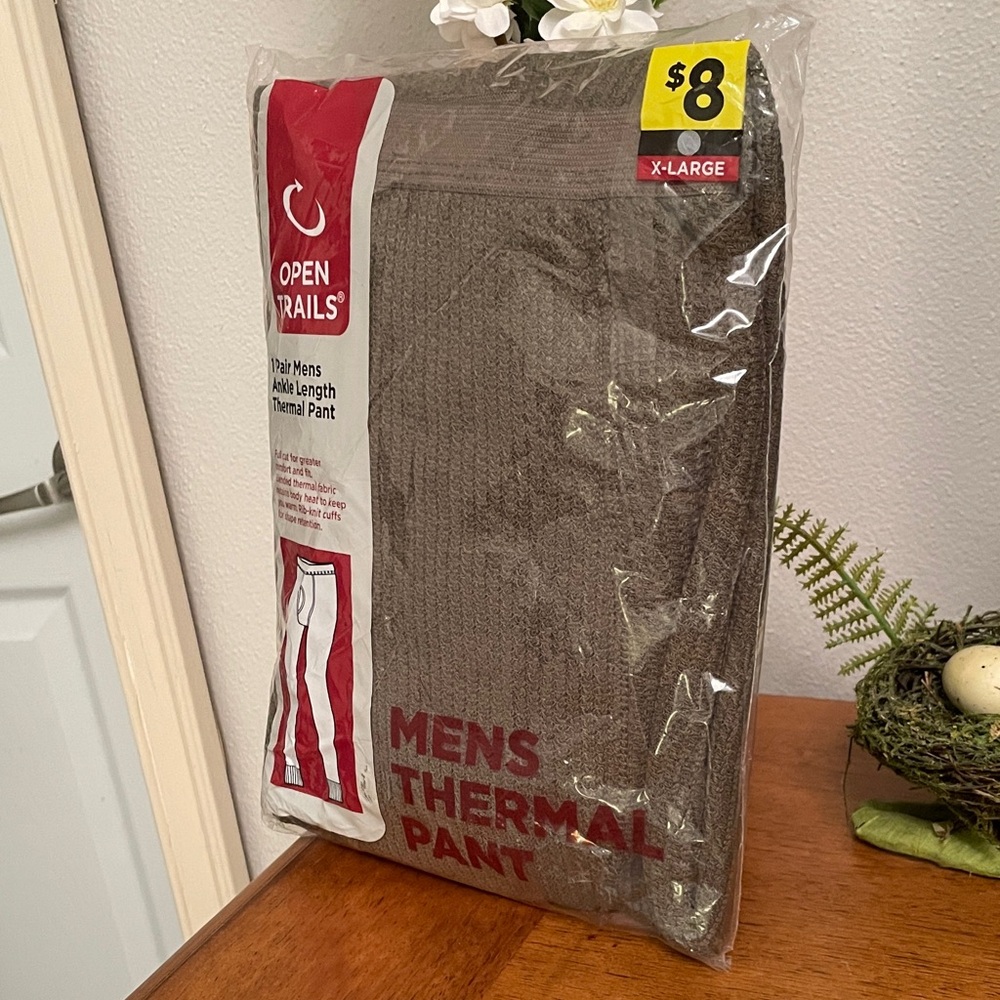 ✔️NWT OPEN TRAILS Men’s Thermal Pant or Underwear XL Gray
